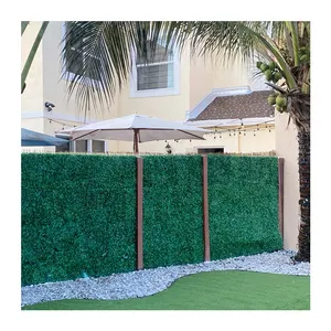 P4 12 Pcs 4 Layers Anti-UV Artificial Green Boxwood Mat Hedge Leaf Panels Plastic Grass Wall for Party Wedding Decor