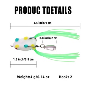 Mini Esca a Forma di Rana con Pale Rotanti, Esca Morbida Cava Topwater con Gonna in Silicone e Ami Anti-Intaglio per Lucci e Persici - Product Image 5