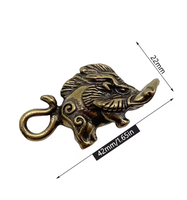 Porte-clés Viking en laiton et cuivre vintage, motif sanglier nordique, pendentif animal, breloque pour clés de voiture, bijou