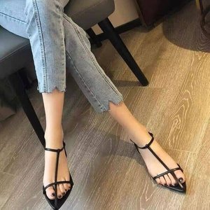 Factory Direct Wholesale Korean Version of Summer Leisure Roman Sandals a Button <b>Pointed</b> Soft <b>Flat</b> Women's Shoes - Product Image 4