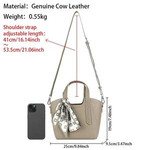 Sacs à main pour femmes en cuir véritable AndoBag, sac bandoulière grande capacité, sac à main tendance rétro avec ruban 1636 - Product Image 5
