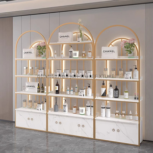 رف عرض متجر مستحضرات التجميل مع مصباح ليد ثلاث طبقات عرض العطور مع شعار مخصص - Product Image 5