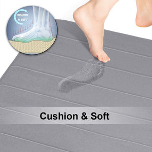 Juego de alfombrillas antideslizantes de espuma viscoelástica para puerta de baño, felpudo antideslizante de chenilla a rayas horizontales, absorbente de microfibra, 3 unidades - Product Image 2