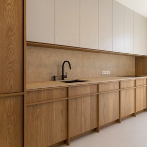 Conjunto de Muebles personalizados con diseños de gabinetes de roble blanco moderno, fabricante de gabinetes de cocina de chapa de madera japonesa listos para montar - Product Image 1