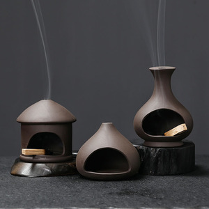 Soporte para quemador de salvia peruana, de cerámica de arcilla púrpura, para aromaterapia, artesanal - Product Image 2