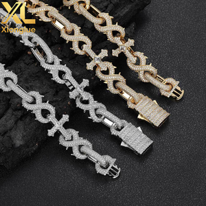 925 Sterling Silver VVS Moissanite Thorn Cross Cuban Link Bracelet <b>Iced</b> <b>Out</b> Hip Hop Bling Jewelry Luxury Diamond <b>Chain</b> Bracelet - Product Image 4