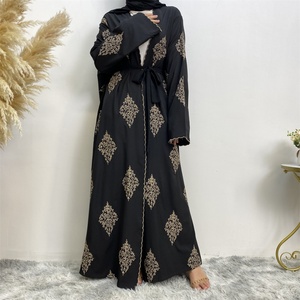 1799# Islamic Ethnic Clothing Popular Latest Abaya Designs Long Sleeve Embroidery Women <b>Cardigan</b> - Product Image 4