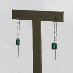 Pendientes de Oro Blanco con Corte Esmeralda, Plata 925, Engaste de Bisel, Geométricos, Minimalistas, para Uso Diario de Mujer - Product Image 5