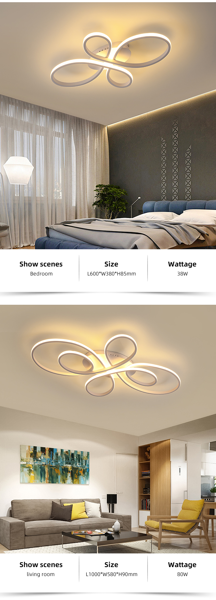 Newest Special Design Indoor Decor Sitting Room Modern Black White Led Ceiling Light