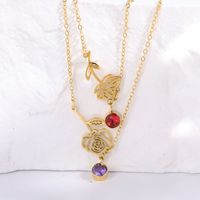 Vente en gros Bijoux en acier inoxydable plaqué or Pvd 18 carats étanches non ternis Bracelets porte-bonheur pierre de naissance mois fleur pour femme