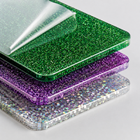 Feuille acrylique pailletée 3 mm couleur personnalisée, panneau PMMA moulé à paillettes fines et épaisses pour découpe laser, artisanat, enseignes et décorations de gâteaux