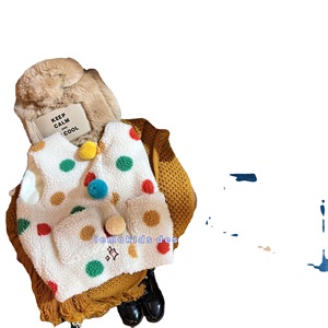 Korean Style Girls Plush Polka Dot Vest Fleece Cotton Autumn Winter Child Vest - Product Image 5