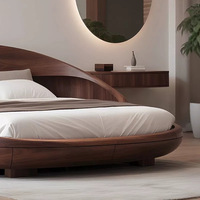 Neues chinesisch-inspiriertes nordamerikanisches Massivholz-Doppelbett mit geschwungener Form und Demontagefunktion, 1,8 m, hochwertige Schlafzimmermöbel