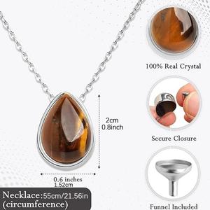 Collar con Colgante de Piedra Natural Brillante en Forma de Lágrima para Mujer, Cadenas Finas de Acero Inoxidable a la Moda para Fiestas - Product Image 2