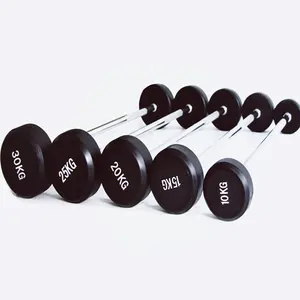 Gym Weight Lifting steel and rubber coated straight Bar barbell set 10kg 15kg 20kg 25kg 30kg