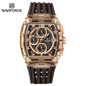 NAVIFORCE 7105 nf7105 Montres-bracelets de sport en silicone avec aiguilles lumineuses Business Montres carrées uniques pour hommes avec grand cadran - Product Image 3