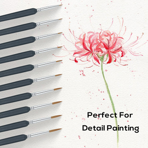 Pinceaux de peinture d'artiste en bois professionnel 10 pièces stylos ensembles de cheveux en Nylon épais pour peinture <span class=keywords><strong>acrylique</strong></span> aquarelle à l'huile - Product Image 3