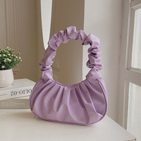 Bolso plisado de nube de color sólido, bolso de axila simple para mujer, bolso de hombro dulce