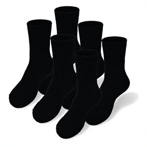 Chaussettes noires pour hommes, 100 % coton, respirantes, tricotées, couleur unie, usage quotidien, épaisseur standard, style classique, automne - Product Image 3