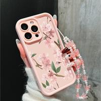 Coque de téléphone rose tendance à fleurs pour iPhone 16 15 18 Pro Max 14 13 12 11, couleur bonbon, givrée, antichoc, protection arrière pour mobile