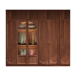 Tủ quần áo thép tối giản hiện đại với cửa kính mờ có rãnh cho phòng ngủ - Product Image 3