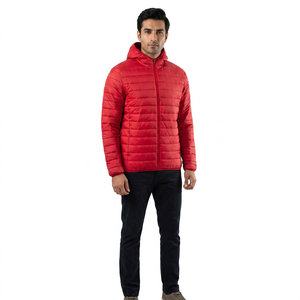 Custom Front Winter <b>Men's</b> High-Neck Sport Puffer <b>Jacket</b> Quick Dry Breathable Waterproof Outdoor Canvas Stand Zipper <b>Letter</b> - Product Image 1