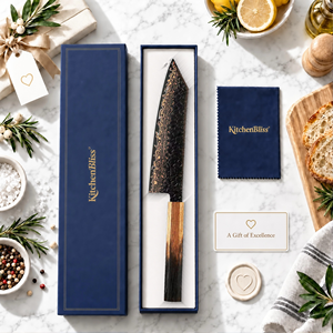 Cuchillo Kiritsuke KitchenBliss VG10 de Cobre Tricolor Damasco, 62HRC, Tratado Térmicamente al Vacío, 33 Capas, Cuchillo Japonés de Maestro de Cocina - Product Image 1