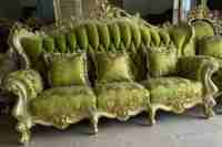 Canapé en tissu jacquard chenille de style européen, en bois massif sculpté et brodé, pour salon de style néoclassique français, 123