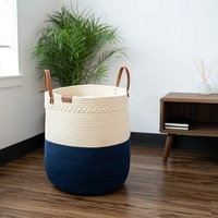 Paniers de rangement personnalisés en corde de coton tressée, grands, pour linge et jouets, pour le salon, marron, style ferme