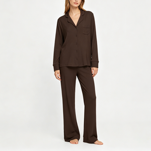 Pigiama da <span class=keywords><strong>donna</strong></span> personalizzato in <span class=keywords><strong>modal</strong></span>, set 2 pezzi a maniche lunghe, traspirante, per il tempo libero, camicia da notte, set pigiama, abbigliamento da notte da <span class=keywords><strong>donna</strong></span> - Product Image 2