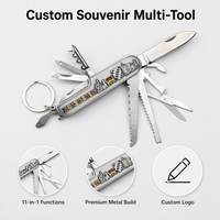 Couteau de poche multifonction pliable en acier inoxydable avec logo personnalisé, porte-clés souvenir, vente en gros