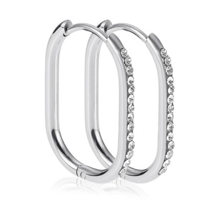 Boucles d'oreilles classiques en acier inoxydable de haute qualité, plaquées or 18 carats, zircon coréen - Product Image 2