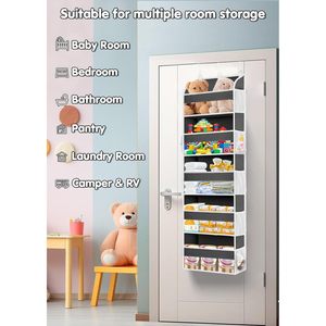Organizador de almacenamiento para colgar sobre la puerta, 5 bolsillos grandes y 10 bolsillos de malla, organizador colgante para armario, baño y dormitorio, para un almacenamiento ordenado - Product Image 3