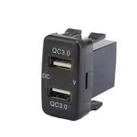 Cargador de Coche Compatible con Camry A77QC, 12-24V, 2 Puertos, Voltímetro con Pantalla de Voltaje, Doble Puerto USB QC3.0 para Toyota
