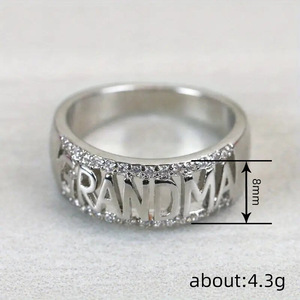 แหวนคุณยายสีโรสโกลด์ประดับเพชรคิวบิกเซอร์โคเนียสำหรับผู้หญิง ของขวัญ เครื่องประดับแฟชั่น - Product Image 4