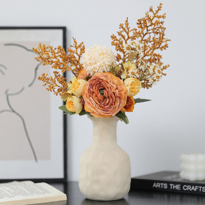 <b>Artificial</b> <b>Bouquet</b> Dried Flower Pink Coffee Orange Plastic Silk High Simulation Home Decor Living Room Desktop Ornament - Product Image 3