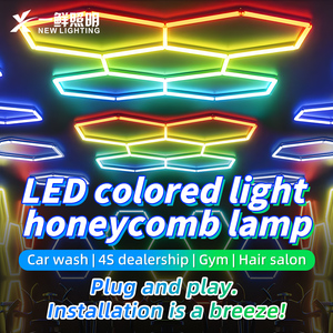 ไฟส่องสว่างสำหรับล้างรถแบบหกเหลี่ยม RGB พร้อมไฟส่องสว่างก่อนและหลัง ขนาด 8 ฟุต 16 ฟุต 110 โวลต์ ปลั๊กแบบ US เสียบใช้งานได้ทันที - Product Image 2