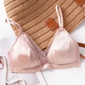 Women's silk wire-free <b>bra</b>, <b>thin</b> French V-neck with <b>thin</b> <b>straps</b>, comfortable and breathable. - Product Image 4