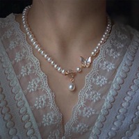 Ensemble de bijoux en perles d'eau douce blanches en gros, collier et bracelet naturels pour cadeau ou rendez-vous