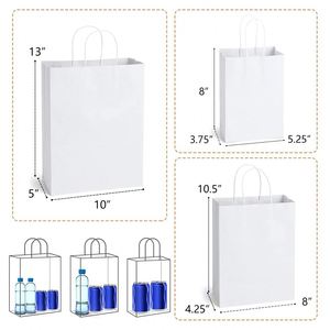 Bolsas de Papel Ecológicas para Regalo con Asa, Impresión Personalizada, Reciclables, Bolsas de Compra de Papel Kraft Blanco y Marrón con Logotipo - Product Image 2