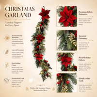 Guirlande de Noël suspendue en PE, décorations florales artificielles avec baies, décoration festive pour porte et mur