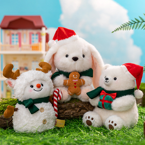 Coussin en peluche de Noël, bonhomme de neige, lapin, ours polaire, coussin moelleux et doux, coussin de canapé, coussin de salon, décoration de Noël - Product Image 1