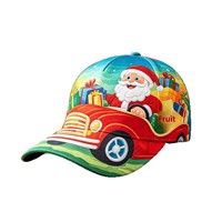 Gorra de béisbol de poliéster con estampado navideño de 6 paneles, estilo retro, ajustable, para uso diario en las cuatro estaciones, ideal para comercio transfronterizo.
