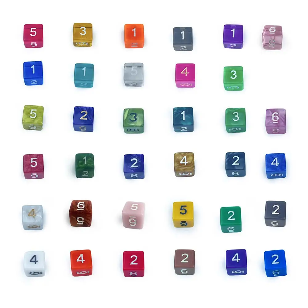 D6 dadi in acrilico numero ad angolo retto di colore solido dadi trasparenti gioco di perle gioco giochi da tavolo dadi