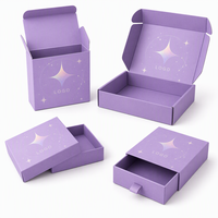 Boîte d'emballage en papier couché lilas de luxe avec logo personnalisé pour jouets de créateurs, boîte cadeau étoile en feuille d'or UV mat, faible MOQ, écologique