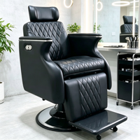 Fauteuil de Barbier Contemporain de Luxe Ludi Modèle 01, Siège en Cuir PU, Pompe Hydraulique, Cadre en Fer, Portable, Salon Commercial, Beauté, Barbier
