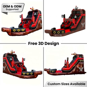 Bateau gonflable pirate avec toboggan aquatique, piscine à éclaboussures, drapeaux Tête de Mort et Jolly <span class=keywords><strong>Roger</strong></span> pour festival en plein air - Product Image 3