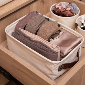 Cotton Storage <b>Basket</b> Rectangle With Handles For Clothes Wardrobe Organization - Product Image 1