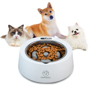 定制经典塑料不锈钢Cuenco Para Mascota液晶显示器智能称重狗猫宠物慢喂食器食物碗