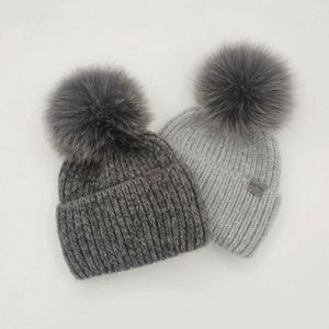 Hot Sale Custom Logo Knitted Wool Hat <b>Winter</b> Beanies Hats With Detachable Fur Pompom Luxury Beanie Hats With Pompom - Product Image 1